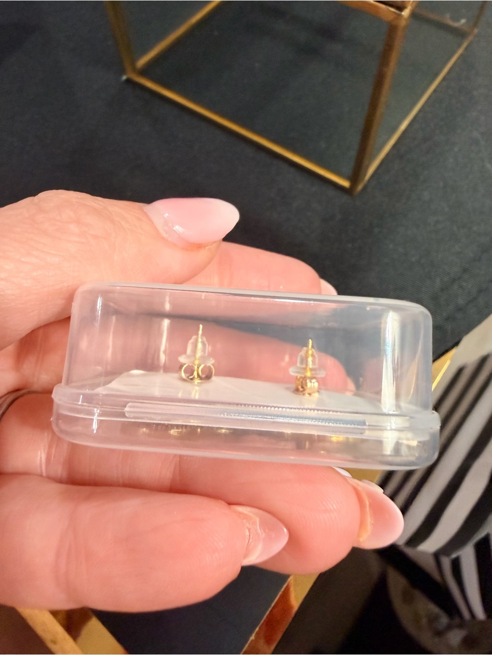 Black and Gold Crystal CC Logo Earring Studs | NEW - Picture 6 of 6